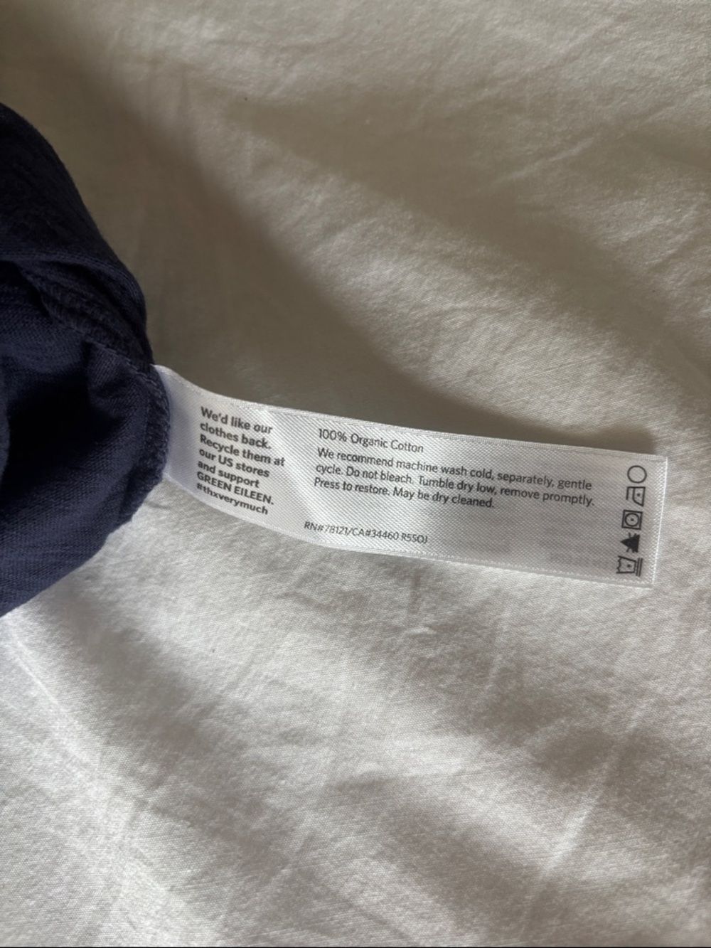 Eileen Fisher Organic Cotton Slub Long-Sleeve Tee, Midnight, XS - Picture 7 of 7